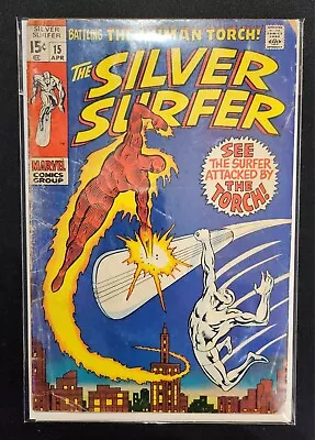 Buy Silver Surfer #15, 1970 Bronze Age Human Torch Battles Silver Surfer • 17.08£