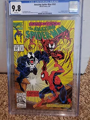 Buy Amazing Spiderman 362 Cgc 9.8 Marvel 1992 2nd Appearance Carnage WP 1st Print NM • 77.65£