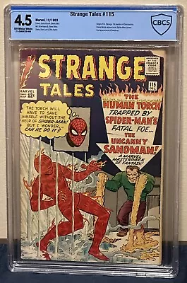 Buy Strange Tales #115 CBCS 4.5 Marvel 2nd App Sandman Spider-Man Origin Dr Strange • 232.98£