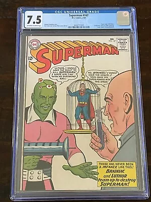 Buy 1964 Dc Comics Superman #167 Cgc 7.5 1st Brainiac & Lex Luthor Team-up Key Issue • 295.10£