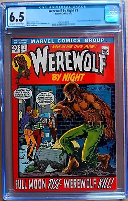 Buy WEREWOLF BY NIGHT #1 CGC 6.5 OW-W 1972 PLOOG Sweet Marvel Horror Cover 3rd App. • 142.12£