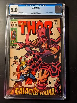 Buy Thor #168 CGC 5.0 Origin Of Galactus Begins! Stan Lee & Jack Kirby Marvel 9/69 • 81.54£