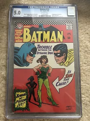 Buy Batman 181 CGC 5.0 1st Poison Ivy DC 1966 Pin Up Included Silver Age Key • 621.28£