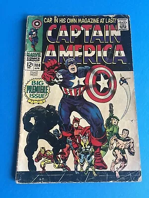 Buy Captain America #100 Marvel Stan Lee Jack Kirby 1968 Poor Condition Reader Copy • 77.65£
