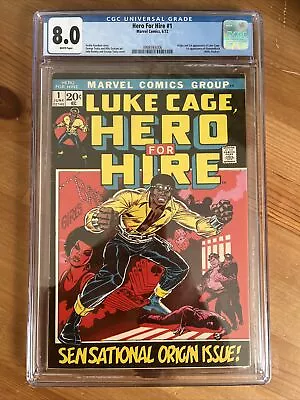 Buy Hero For Hire #1 * CGC 8.0 (1972) Origin & 1st Appearance Luke Cage Marvel • 550£