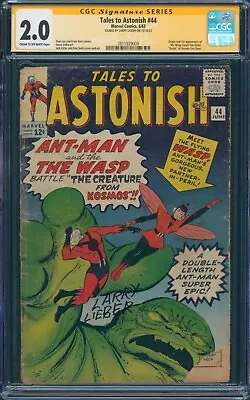 Buy Tales To Astonish #44 CGC 2.0 SS Signed Larry Lieber 1963 1st App & Origin Wasp • 737.78£