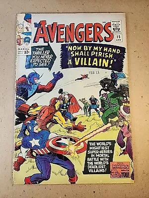 Buy Avengers #15 Death Baron Zemo Iron Man! Kirby Art! Marvel 1965 • 31.06£