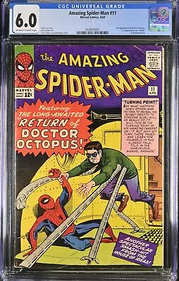Buy Amazing Spider-Man #11 CGC FN 6.0 Doctor Octopus Appearance!! Marvel 1964 • 698.17£