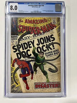 Buy Amazing Spider-Man 56 1968 Cgc 8.0 OW/W Pages Marvel Comics  • 163.08£