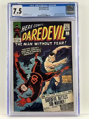 Buy Daredevil #7 CGC 7.5 VF- 🔥 First Red Costume 🔥 Marvel Comics 1965 • 659.34£