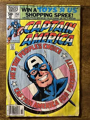 Buy Captain America 250 Newsstand John Byrne Iconic Cover Marvel 1980 B • 1.51£