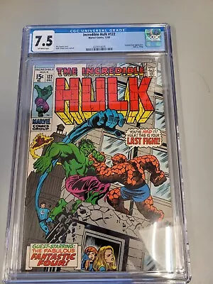 Buy The Incredible Hulk #122 Hulk Vs. Thing Silver Age 1969 CGC 7.5 • 108.14£