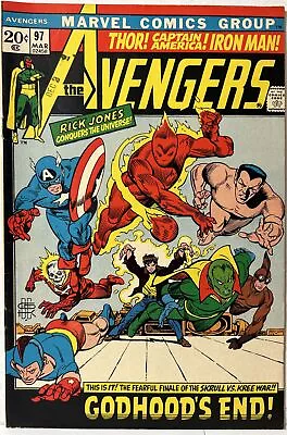 Buy Avengers 97 March 1972 Kree Skrull War Finale Rick Jones & Captain Marvel FN • 23.33£