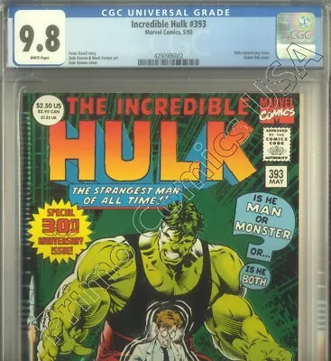 Buy PRIMO:  INCREDIBLE HULK #393 30th Anniversary 1992 Marvel Comics CGC 9.8 NM/MT • 76.88£