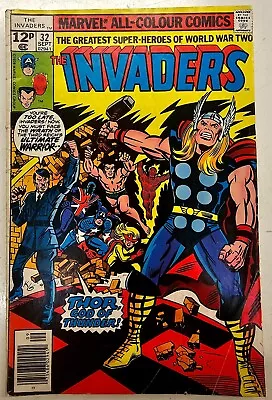 Buy Bronze Age Marvel Comics Invaders Key Issue 32 High Grade VG Vs Thor • 0.99£