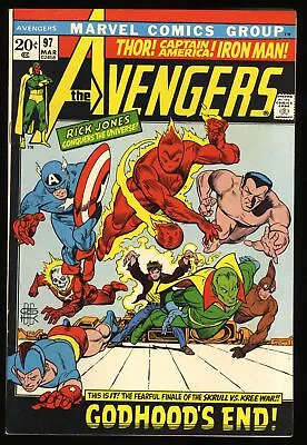 Buy Avengers #97 VF- 7.5 Godhood's End! Thor! Iron Man! Capt America! Marvel 1972 • 20.23£