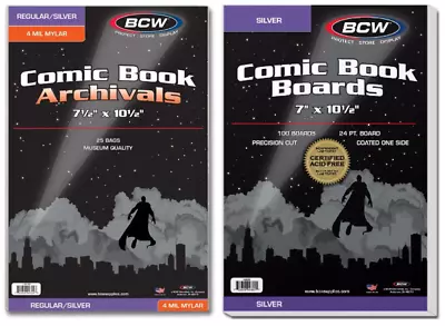 Buy 10 BCW Silver Age 4 Mil Mylar Comic Book Bags And Boards Acid Free Polyester • 20.04£