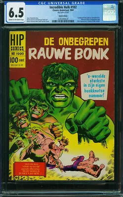 Buy Hulk #102 CGC 6.5 - DUTCH Variant - Netherland Hip Comics #1999 1969 P10 394 Cm • 384.42£