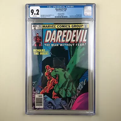 Buy Daredevil #163 (1980) CGC 9.2, Hulk Vs DD, NEWSSTAND Edition • 97.08£
