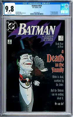 Buy Batman 429 CGC Graded 9.8 NM/MT Death In The Family DC Comics 1988 • 194.11£