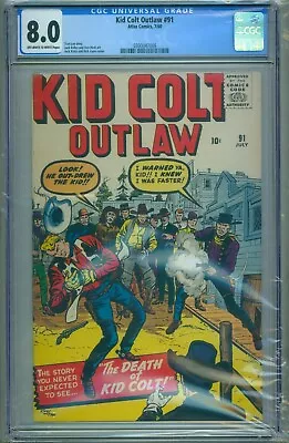 Buy Kid Colt Outlaw #91 - Cgc (8.0) - Stan Lee Story - Jack Kirby Cover - 7/1960 • 427.13£