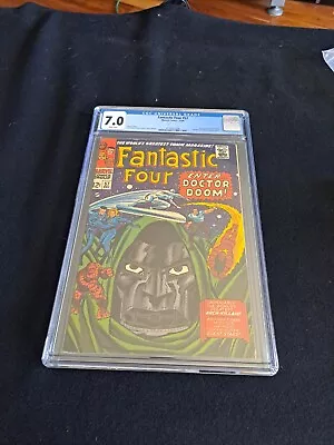 Buy Fantastic Four 57 CGC 7.0 Marvel 1966 Doctor Doom Silver Surfer Appearances • 271.81£