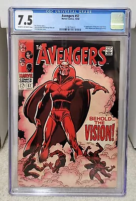 Buy Avengers #57 (1968) CGC 7.5 - 1st Appearance Of Vision Marvel Comics Key • 388.27£