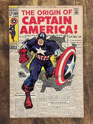 Buy Captain America #109 - STUNNING NEAR MINT 9.2 NM - Origin Of Capt. - Marvel 1969 • 140.08£