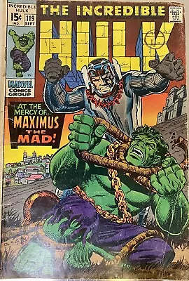 Buy Marvel Comics Hulk #119 (1969) Avengers Maximus • 10£