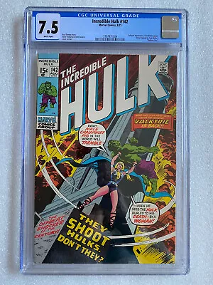 Buy Incredible Hulk #142 CGC 7.5 White Pages! 1971 - Valkyrie Appearance • 186.39£