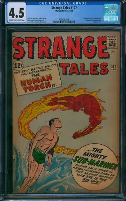 Buy Strange Tales #107 ⭐ CGC 4.5 ⭐ Human Torch Vs Sub-Mariner Silver Age Marvel 1963 • 221.33£
