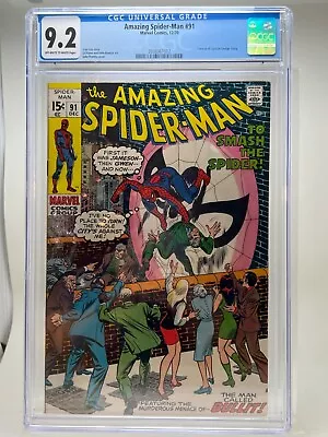 Buy Amazing Spider-Man 91 ~CGC 9.2 ~(12/70) ~Off-White To White Pgs ~1st App Bullet • 209.68£