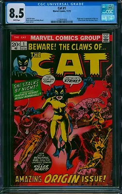 Buy The Cat #1 (1972) ❄️ CGC 8.5 WHITE PGs ❄️ 1st Greer Grant (Later TIGRA)! Marvel • 213.57£