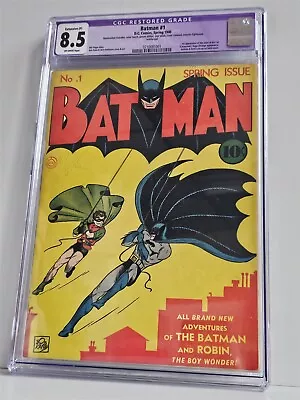 Buy Batman #1 Cgc 8.5 Restored Ow/w Pages 1st Joker & Catwoman Complete 1940 Classic • 52,999.99£