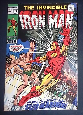 Buy Iron Man #25 Bronze Age Marvel Comics Battle Of Iron Man Vs Sub-Mariner F- • 19.99£