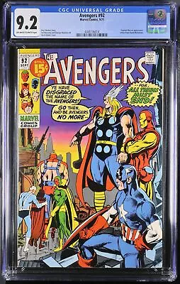 Buy Avengers #92 CGC NM- 9.2 Neal Adams Cover! Iron Man! Captain America! Marvel • 185.61£