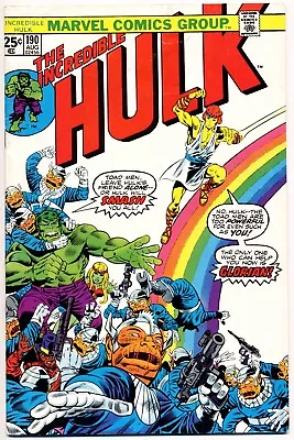 Buy INCREDIBLE HULK #190 VG/F, Marvel Comics 1975 Stock Image • 6.21£