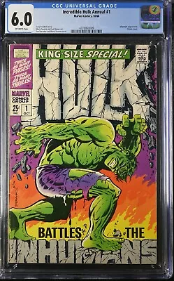 Buy Incredible Hulk Annual #1 CGC 6.0 FN Inhumans App. Classic Cover OFF-WHITE PAGES • 271.81£