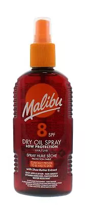 Buy Malibu Sun SPF 8 Non-Greasy Dry Oil Spray For Tanning With Shea Butter  200ml • 6.70£