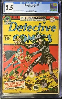 Buy Detective Comics #73 - D.C. Comics 1943 CGC 2.5 1st And Only GA Scarecrow Cover. • 4,503.55£