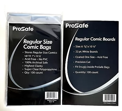 Buy 100 Comics Books Clear Sleeves Bags With Flap And White Backing Boards - Regular • 23.25£