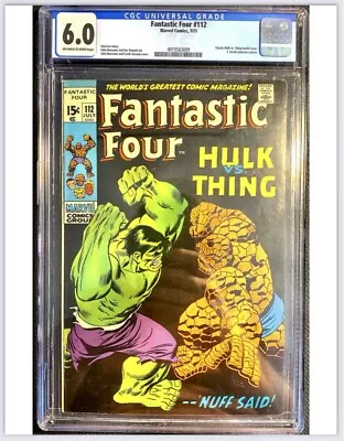 Buy Fantastic Four #112 VG 6.0 Incredible Hulk Vs Thing Battle! Marvel 1971 • 213.57£