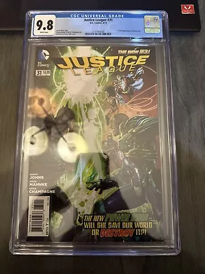 Buy Justice League #31 CGC 9.8 NM/MT 1st APP Jessica Cruz (Green Lantern) DC 2014 • 128.14£