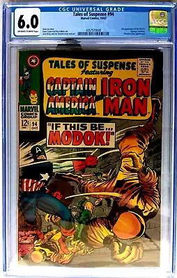 Buy TALES OF SUSPENSE #94 CGC 6.0 OW-W 1967 Lee & KIRBY 1st MODOK, IRON MAN & Cap Am • 77.66£