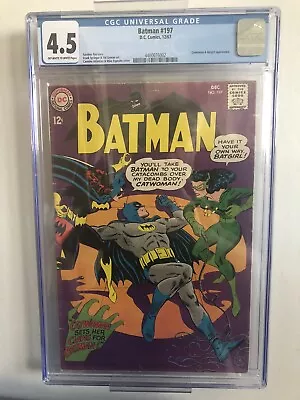 Buy BATMAN #197. DC COMICS 1967. Vintage Classic Batgirl Catwoman. CGC 4.5 • 125£