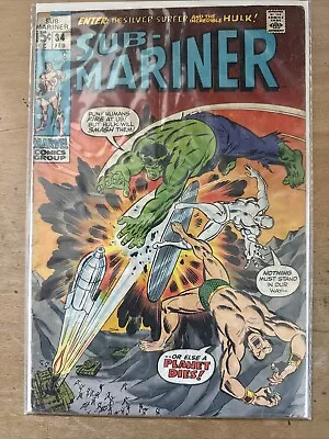 Buy Sub-Mariner #34 (1971) Prelude To 1st Defenders Story Namor/Hulk/Silver Surfer • 8£