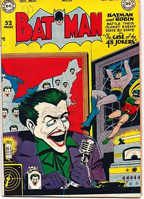 Buy BATMAN #55 RARE 1949 FINE (6.0) Golden Age JOKER Cover And Story + 2 More!!!! • 1,553.21£