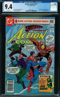 Buy Action Comics #511 CGC 9.4 1980 DC (Luthor App, Air Wave Backup) Superman • 31.06£