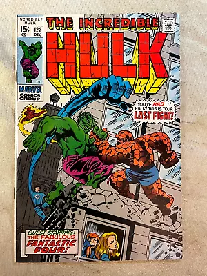 Buy Incredible Hulk 122 / Fantastic Four Appearance / Hulk Vs Thing / 1969 / VF-VF+ • 77.62£