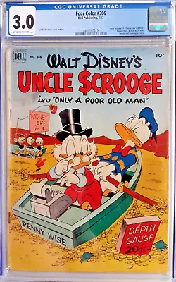 Buy 💰four Color #386 Cgc 3.0*dell 1952*walt Disney's Uncle Scrooge #1💵golden Age* • 310.64£